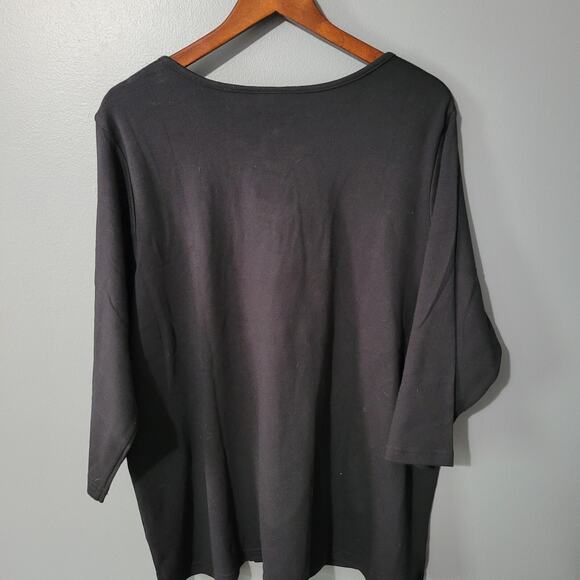 Quacker Factory Top Size 2X Black Rinestone Embellished Classy Bedazzled NEW - Picture 2 of 12